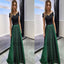 Off-shoulder Green Satin A-line Prom Dresses, Elegant Cheap Evening Dresses, TYP0747