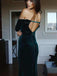 Elegant Emerald Green Long Sheath Velvet Long Sleeves Prom Dresses, TYP1587