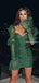 New Autumn Green V-Neck Long Sleeve Cheap Short Homecoming Dresses, HDS0005