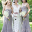 Grey Sweetheart Sleeveless A Line Pleated Tulle Bridesmaid Dresses, TYP1879