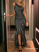 One Shoulder Grey Sequin Long Mermaid Evening Gowns Prom Dresses, TYP1679