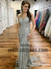 Mermaid Spaghetti Strap Grey Sequin Prom Dresses, Sexy Evening Dresses, TYP0697