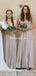 Charming V-neck Grey Jersey A-line Long Cheap Bridesmaid Dresses, BDS0109