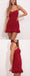 Red Chiffon Sweetheart Spaghetti Straps A Line Short Mini Homecoming Dresses, HDS0101