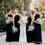 Black Halter Long Cheap Chiffon Wedding Party Bridesmaid Dresses, TYP1774