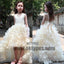 V-neck Hi-low Ivory Flower Girl Dresses, Cute Cheap Tutu Dresses, TYP0526