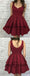 Simple Dark Red V Neck Cheap Homecoming Dresses 2018, TYP0659