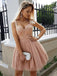 Pink spaghetti Strap Short Cheap Beaded Homecoming Dresses Online, TYP1150