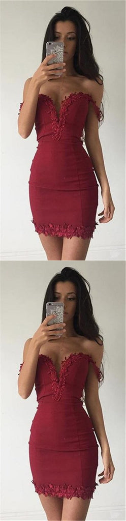 New Arrival Tight Off-shoulder sexy Deep V-neck short/mini Homecoming Dresses, TYP1144