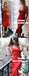 Sheath Spaghetti Straps Red Satin Homecoming Dress with Ruffles, TYP0905