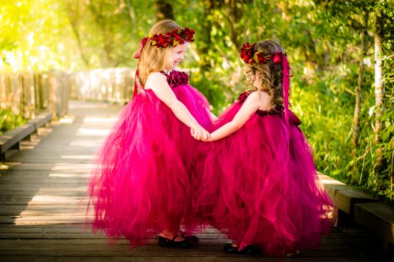 Beautiful Regular Straps Tulle Flower Girl Dresses With Flower Appliques, TYP1091