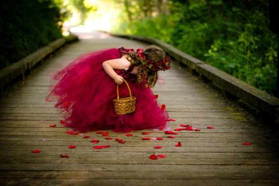 Beautiful Regular Straps Tulle Flower Girl Dresses With Flower Appliques, TYP1091