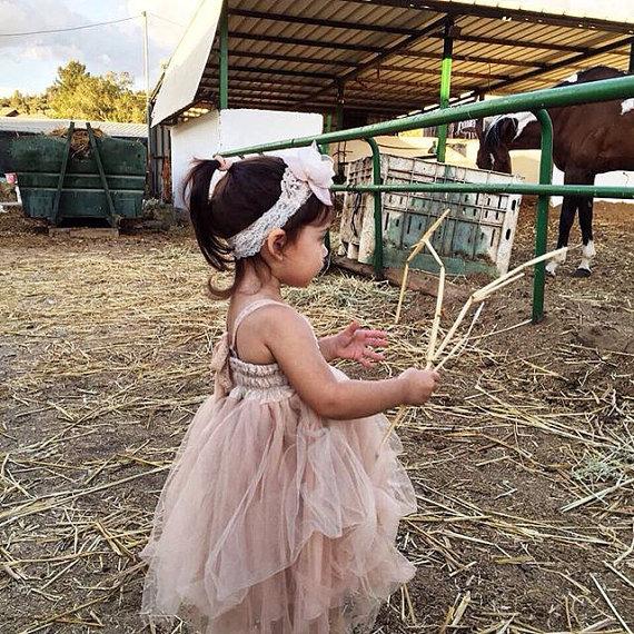 Strap Beaded Sequin Top Tulle A-line Flower Girl Dresses, Lovely Little girl Dresses, TYP1120