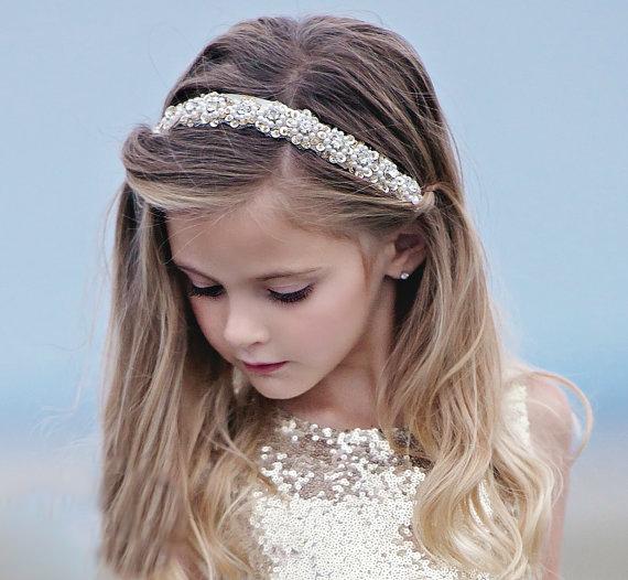 Lovely Ivory Tulle & Gold Short Cheap Sequin Flower Girl Dresses, TYP1047