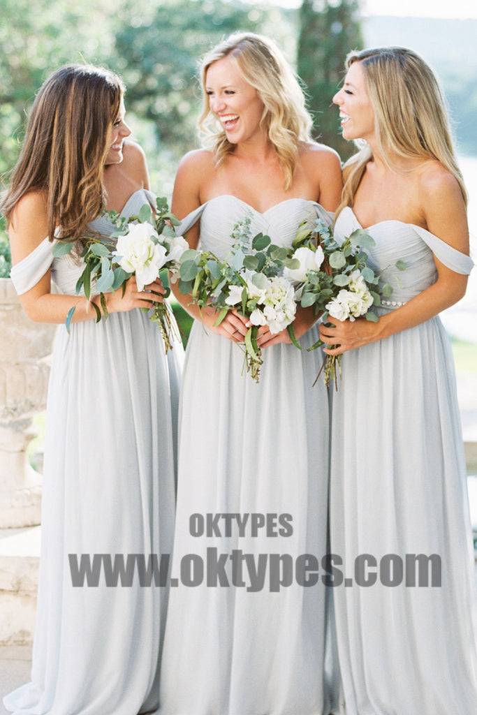 2019 Newest Off Shoulder Chiffon Bridesmaid Dresses, Backless Bridesmaid Dresses, TYP0426