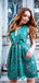 Newest Charming Cute Sheath Deep V Neck Turquoise Lace Short Cheap Homecoming Dresses, TYP2035