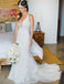 Mermaid Style Lace V-neck Court Train Beach Wedding Dresses, TYP1371