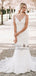 Mermaid V-Neck Sweep Train Sleeveless White Lace Wedding Dresses, TYP1544