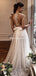 Romantic V-neck Lace A-line Long Cheap Wedding Dresses, WDS0053