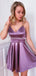 Simple V-neck Lavander Satin Cheap Short Homecoming Dresses, HDS0011