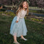 Cute Round Neck Mint Tulle Flower Girl Dress with Pockets&Appliques, TYP1068