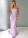 Spaghetti Straps Lilac Tulle Long Cheap Prom Dresses With Appliques, TYP1816