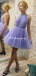 Charming Halter Lilac Tulle A-line Cheap Short Homecoming Dresses, HDS0020