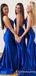 Sexy Mermaid Spaghetti Straps Royal Blue Satin Long Cheap Bridesmaid Dresses, TYP2002