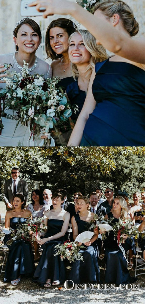 Mismatched Navy Blue Long Cheap Bridesmaid Dresses, TYP1760