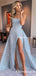 Newest Sparkly Strapless Sleeveless High Side Slit A-line Long Cheap Evening Prom Dresses, PDS0008