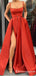 Red  Spaghetti Straps Pockets Long Evening Gowns Prom Dresses, TYP1666