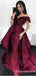 Dark Red Mermaid Off Shoulder Women Formal Evening Prom Dresses, TYP1617