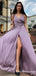 A-Line Spaghetti Straps Sleeveless Purple Floor Length Prom Dresses, TYP1868