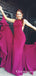 Mermaid Jewel Sweep Train Elastic Satin Long Cheap Prom Dresses, TYP1922