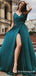 A-Line Spaghetti Straps Sleeveless Green Floor Length Prom Dresses, TYP1867