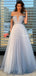 Elegant Off the Shoulder Pleated A Line Gradient Tulle Floor Length Cheap Evening Prom Dresses, PDS0061