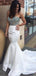 Mermaid Sweetheart Neck White Sweep Train Prom Dresses with Beading, TYP1864