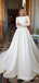 Vintage A-Line Bateau Open Back White Satin Wedding Dresses, TYP1944