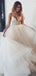 Stunning V-neck Sleeveless Long Cheap Ivory Wedding Dresses with Beading, TYP1325