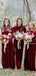 Mismatched Elegant Charming Burgundy Velvet Long Cheap Bridesmaid Dresses, BDS0019