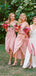 Mismatched Charming Pink Simple Long Cheap Wedding Party Bridesmaid Dresses, BDS0016