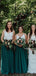 Charming Newest Green Tulle Long Cheap Floor-Length Bridesmaid Dresses, BDS0021