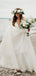 Simple Spaghetti Strap V-neck Off-White Organza A-line Long Cheap Wedding Dresses, WDS0015