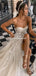 Sweetheart Sleeveless Lace Appliqued Side Slit Long Cheap Wedding Dresses, WDS0065