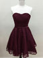 Sweetheart Cute Simpe Maroon Short Lace Homecoming Dresses 2018, CM491