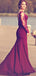 Mermaid Square Long Cheap Long Sleeves Burgundy Prom Dresses with Appliques, TYP1334