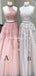 Modest Beautiful Halter Pink V Neck Long Cheap Prom Dresses With Applique, TYP1911