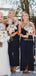 Sweetheart Charming Navy Blue Satin Long Floor-Length Cheap Bridesmaid Dresses, BDS0028