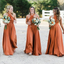 A-Line Halter Backless Long Cheap Orange Convertible Bridesmaid Dresses Online, TYP1173