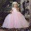 Pink Halter Long Cheap Tulle Flower Girl Dresses With Handmade Flower, TYP1116